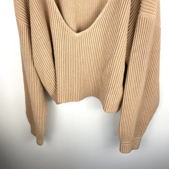Lunya Cozy Cotton Silk Reversible Ribbed Pullover Sweater In Tranquil Tan XL New - Picture 7 of 16